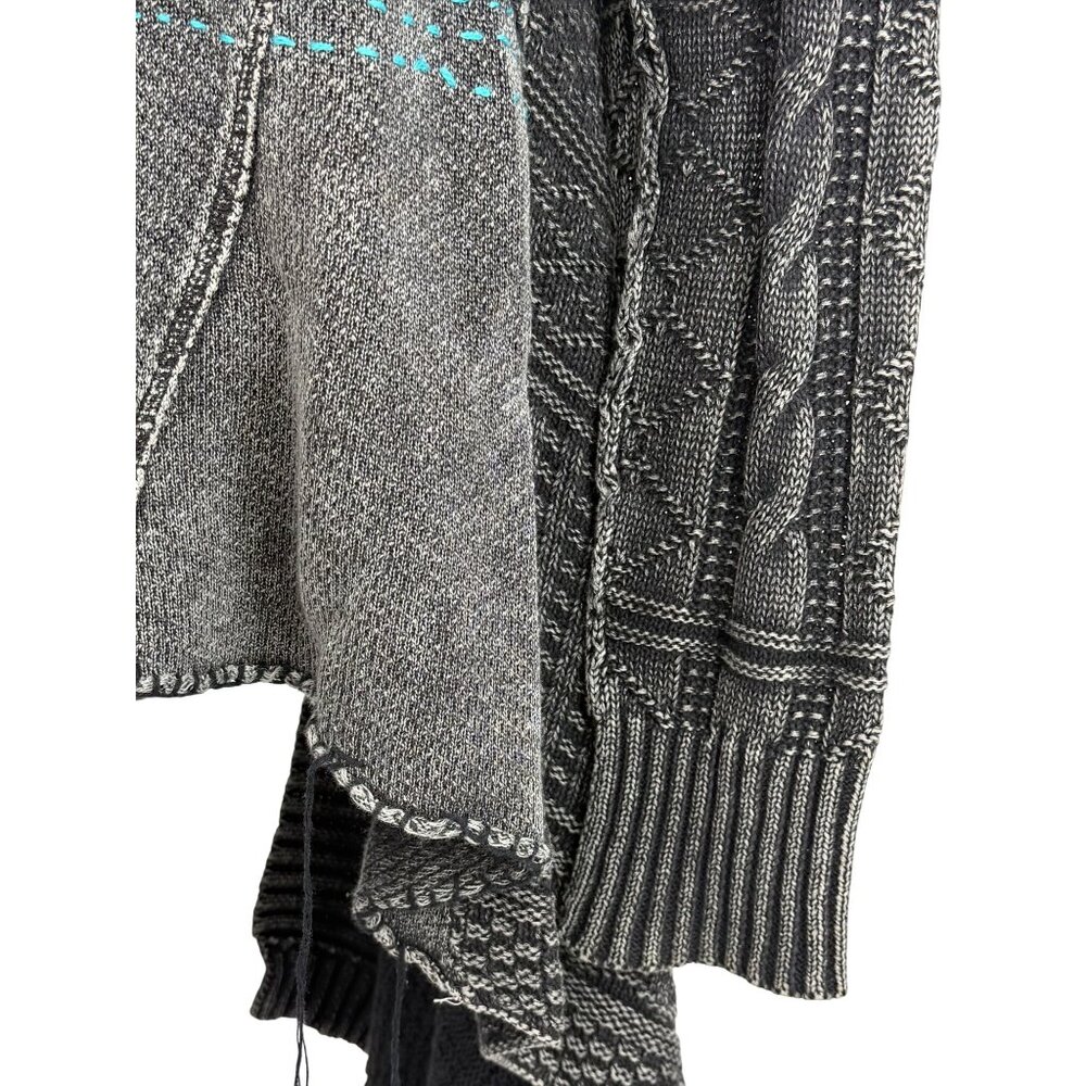 Free People Grey Patchwork Knit Duster Cardigan Sweater • Boho Coastal Cowgirl M - Picture 10 of 16